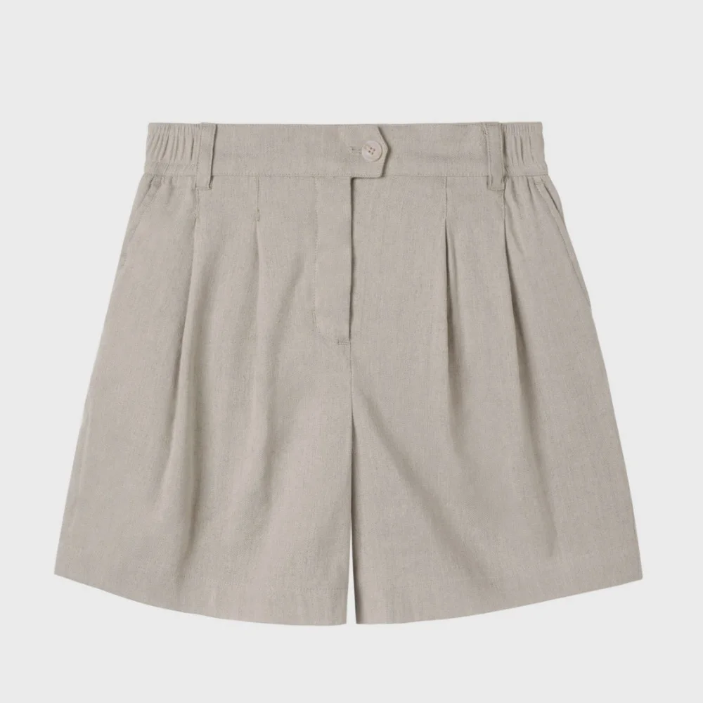 W LINEN SHORT - OATMEAL (P252WHP430)