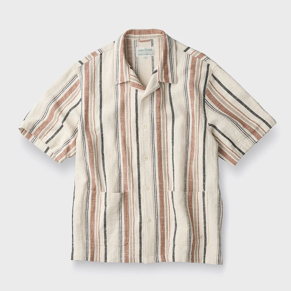 Multi Color Stripe Half Sleeve Shirts ABSAM26711IVX