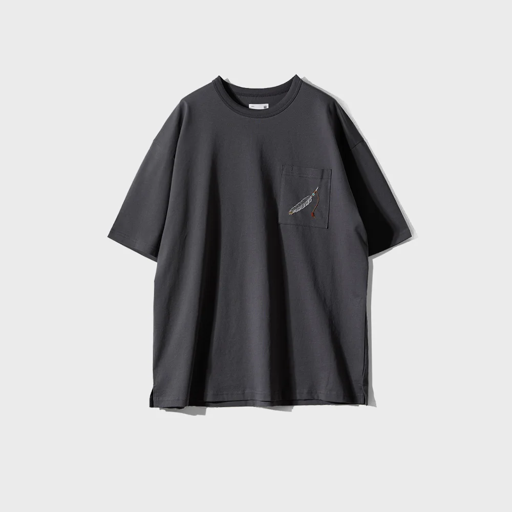 Lawrence Short Embroidery T-shirt Charcoal