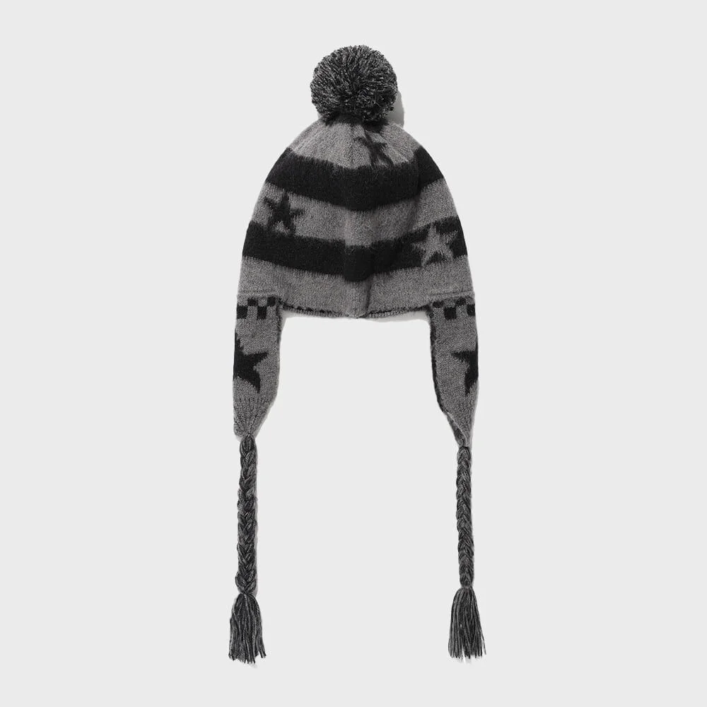 STAR STRIPE EARFLAP BEANIE_BLACK(IK2FFMAB22A)