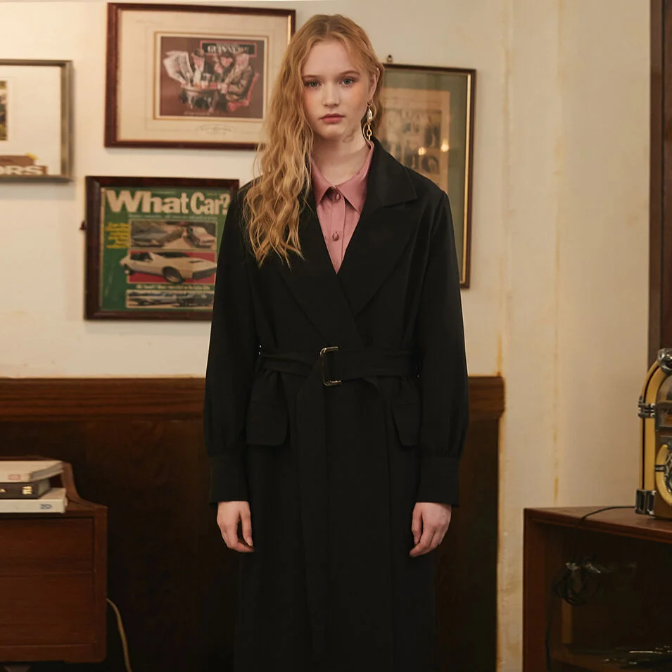 BLACK TAILORED TRENCH COAT