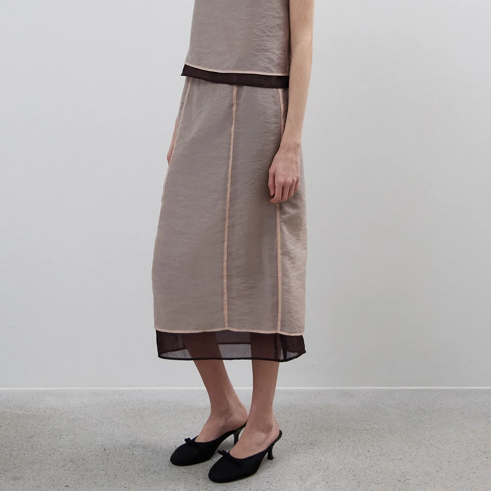 Sheer Layered Skirt(Pink)