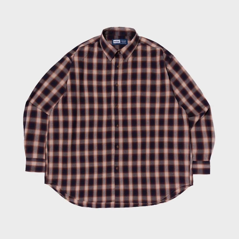 SEMI-OVER OMBRE CHECK SHIRT (PURPLE)