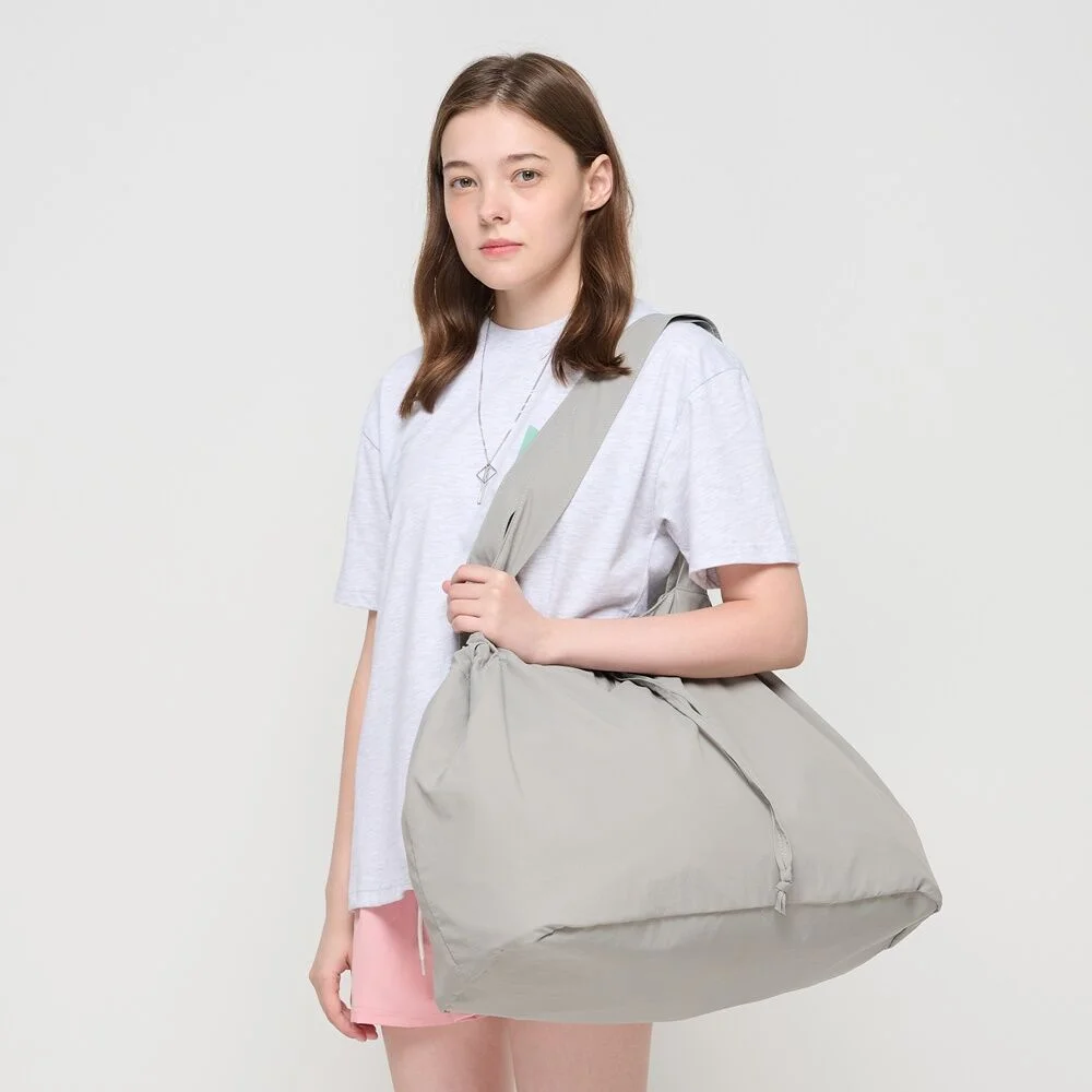 旅行裝 束繩 大 Hobo Bag (灰色)