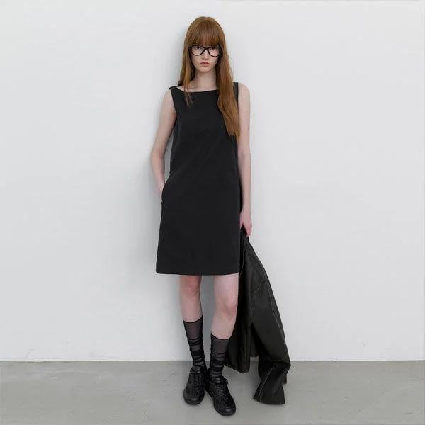 BOAT NECK A-LINE MINI DRESS (OP-6314)