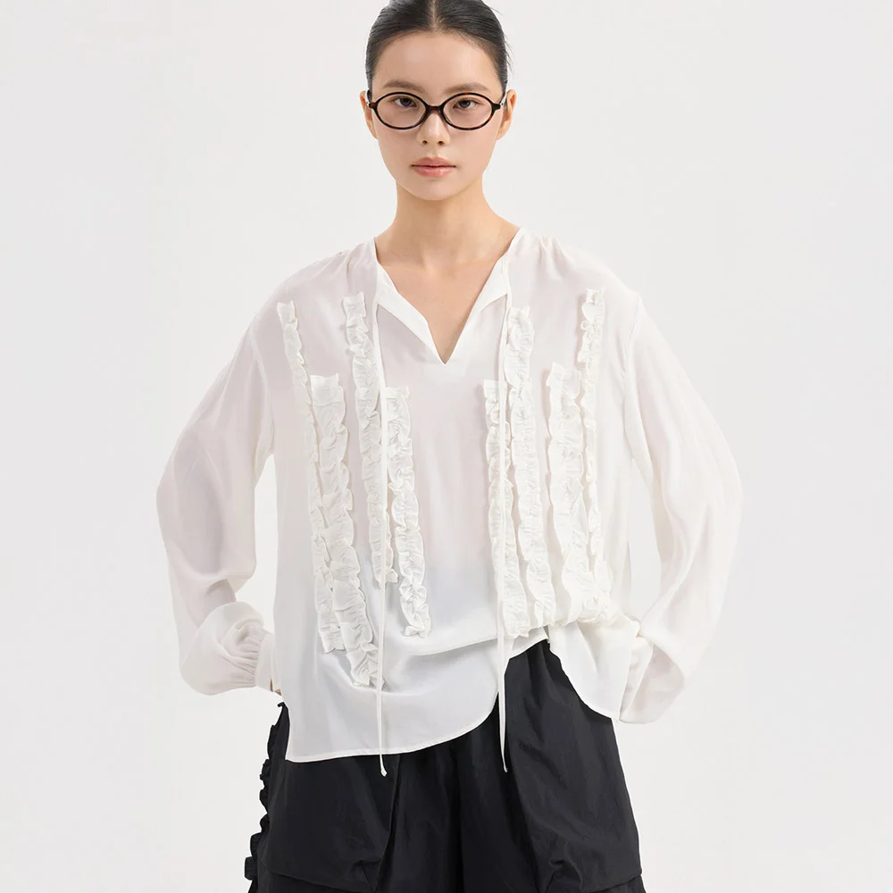 Frill Point Round Neck Blouse (ivory) LFSAW25220IVX