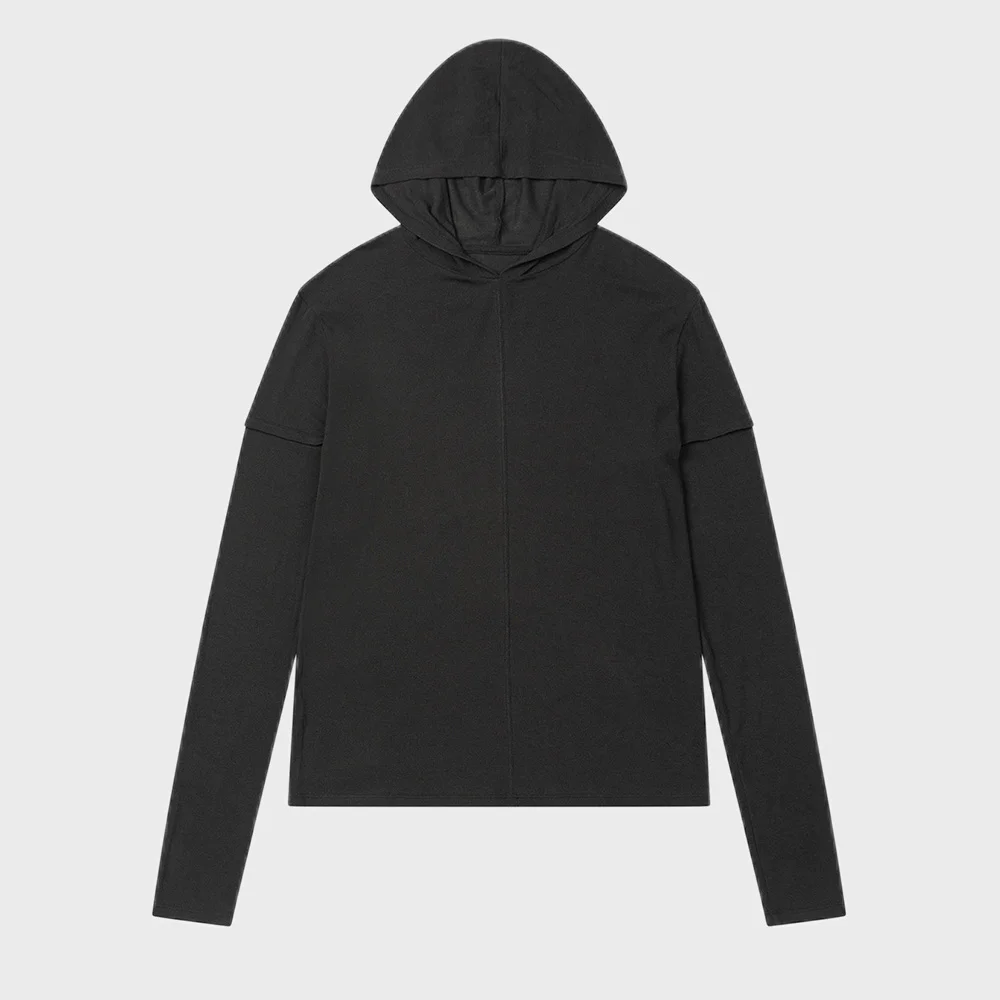 FAKE HOOD LONG SLEEVE IN CHARCOAL