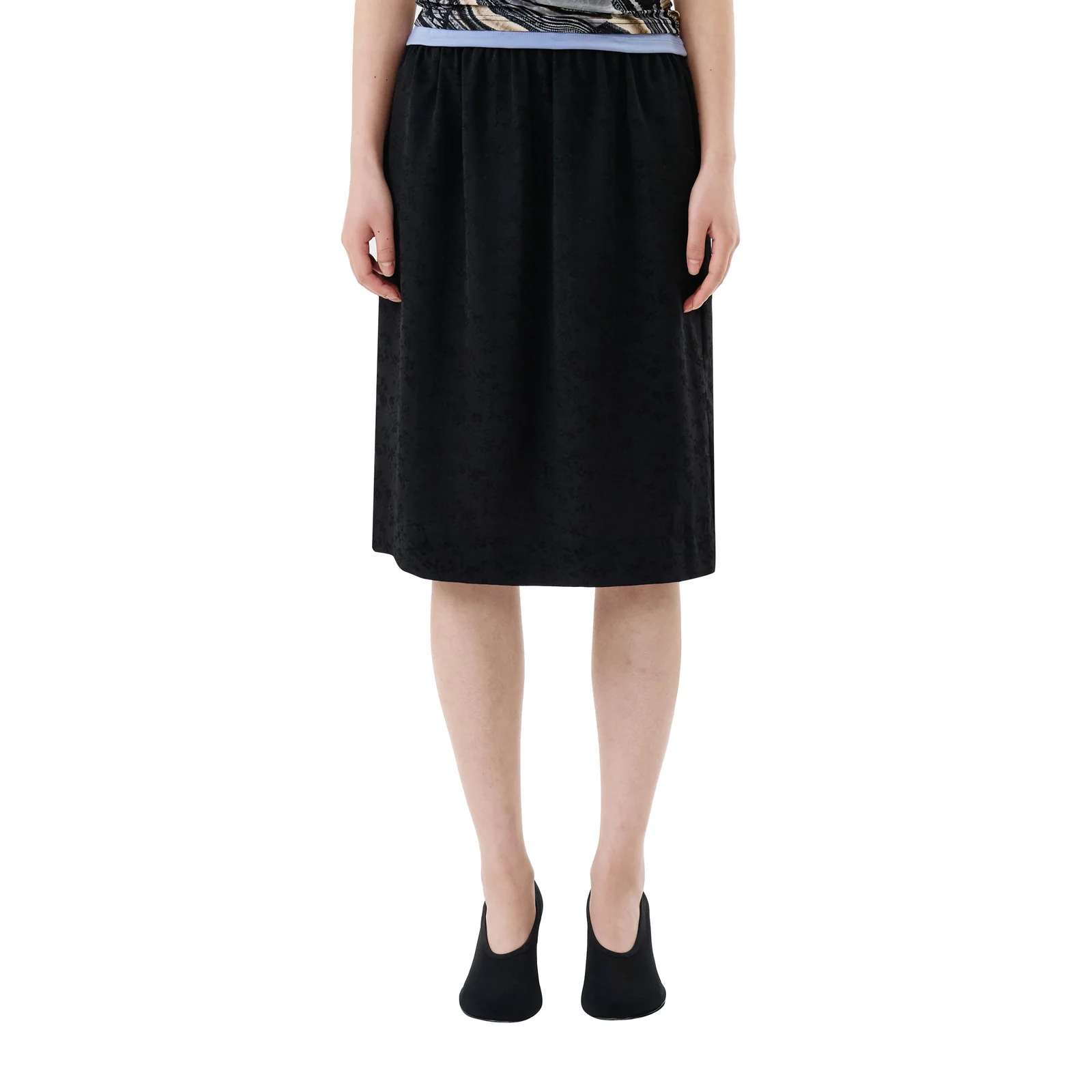 ELASTIC MIDI SKIRT (BLACK)