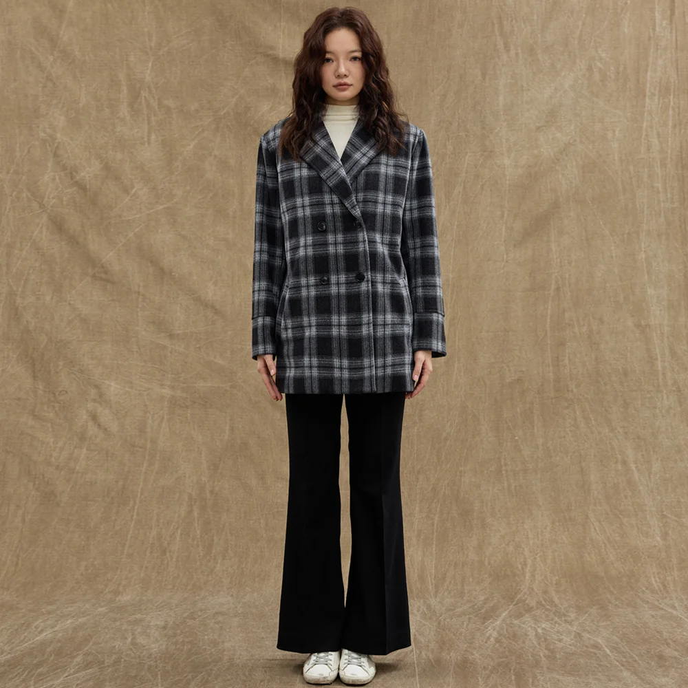 Wool Check Double Blazer