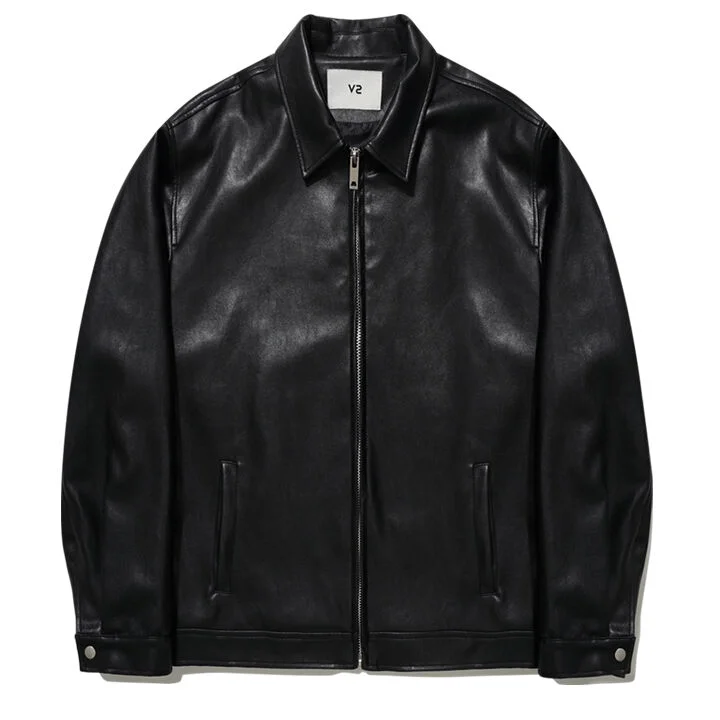 442 VEGAN LEATHER OVERFIT JUMPER_BLACK