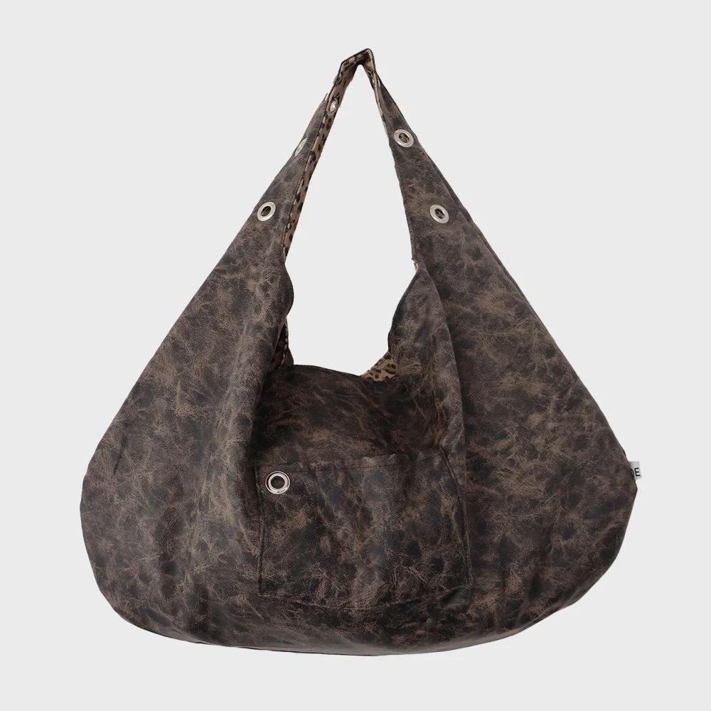 EYELET LEATHER BAG (BROWN)