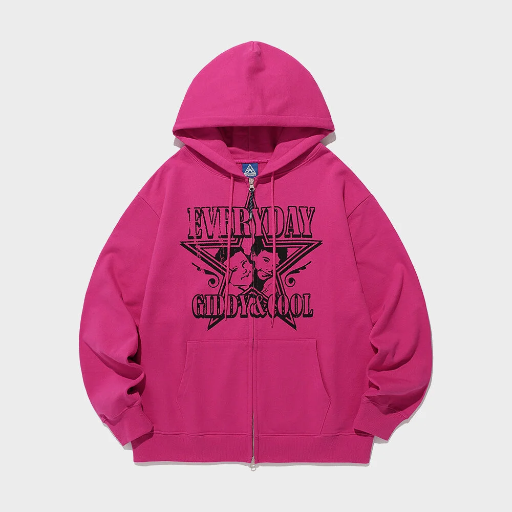 G&C STAR VINTAGE HOOD ZIP UP_DEEP PINK(IK2ESMM483A)