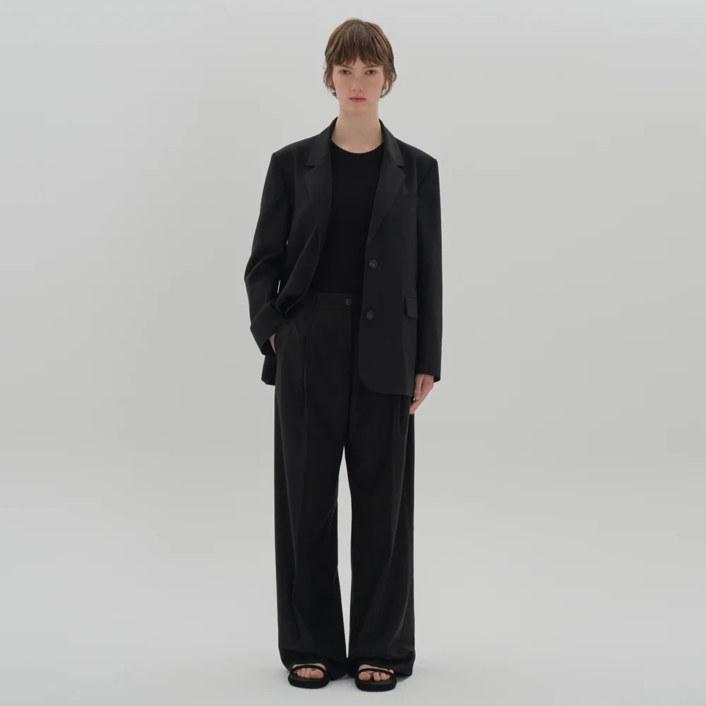 classic oversized jacket + strap pants set_black