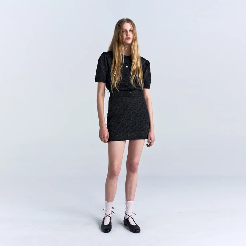 W SKASHI KNIT MINI SKIRT - DARK GRAY