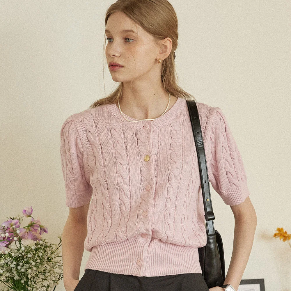 Bonnie Cable Cardigan - Pink