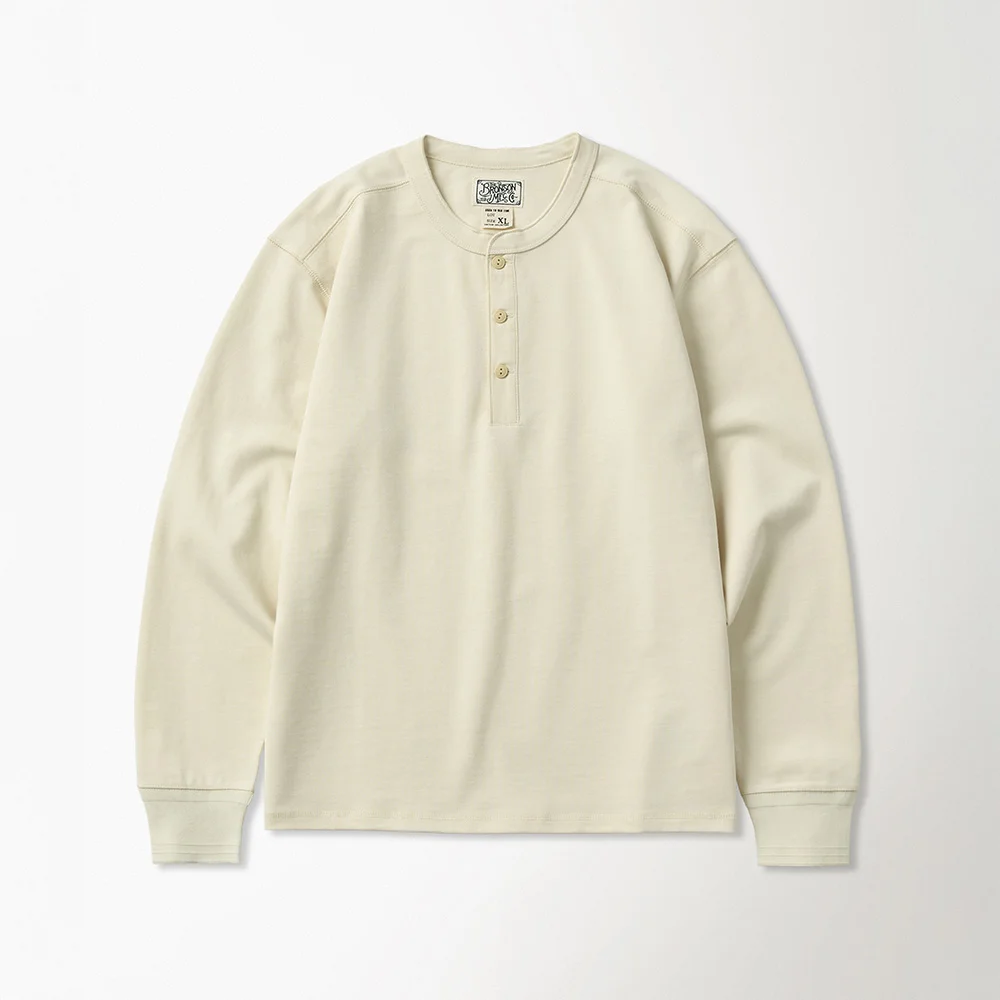 Vintage Long Sleeve Henley Shirt Apricot