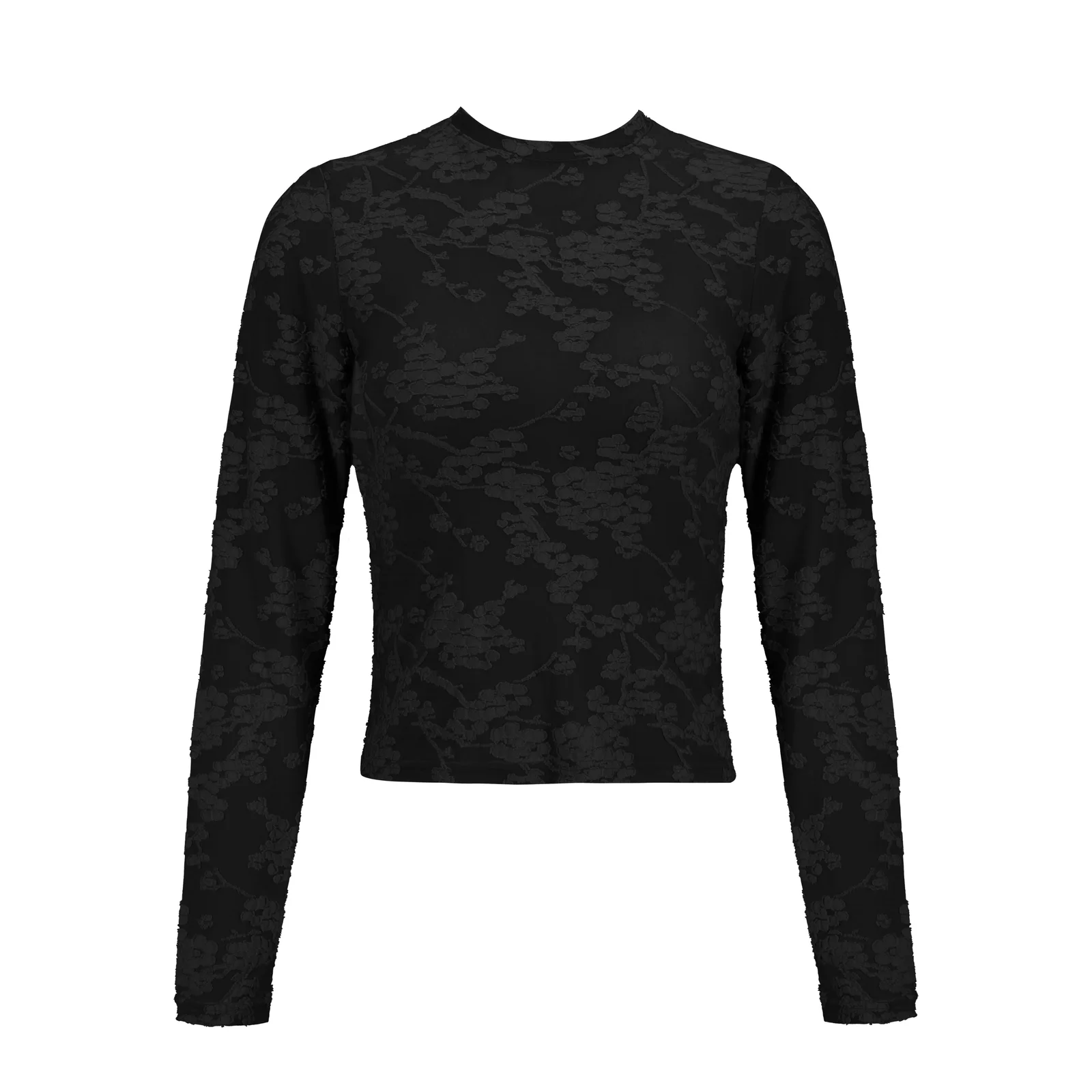 FLORAL LONG-SLEEVE TOP (BLACK)