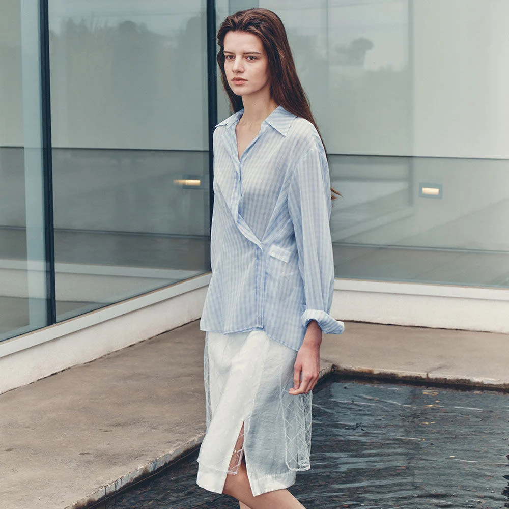 Open-collar cross oversized Shirt SW5XB719-28