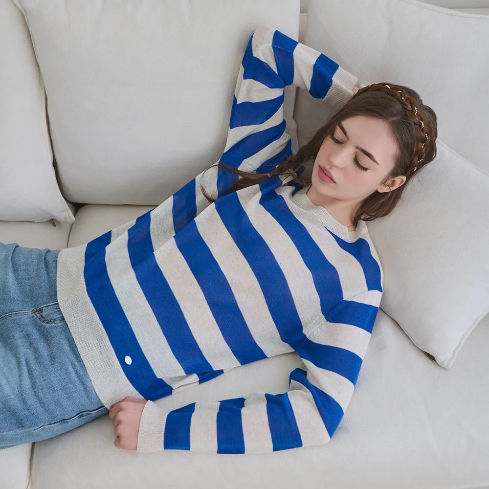 Stripe round-neck knit_4 Colors