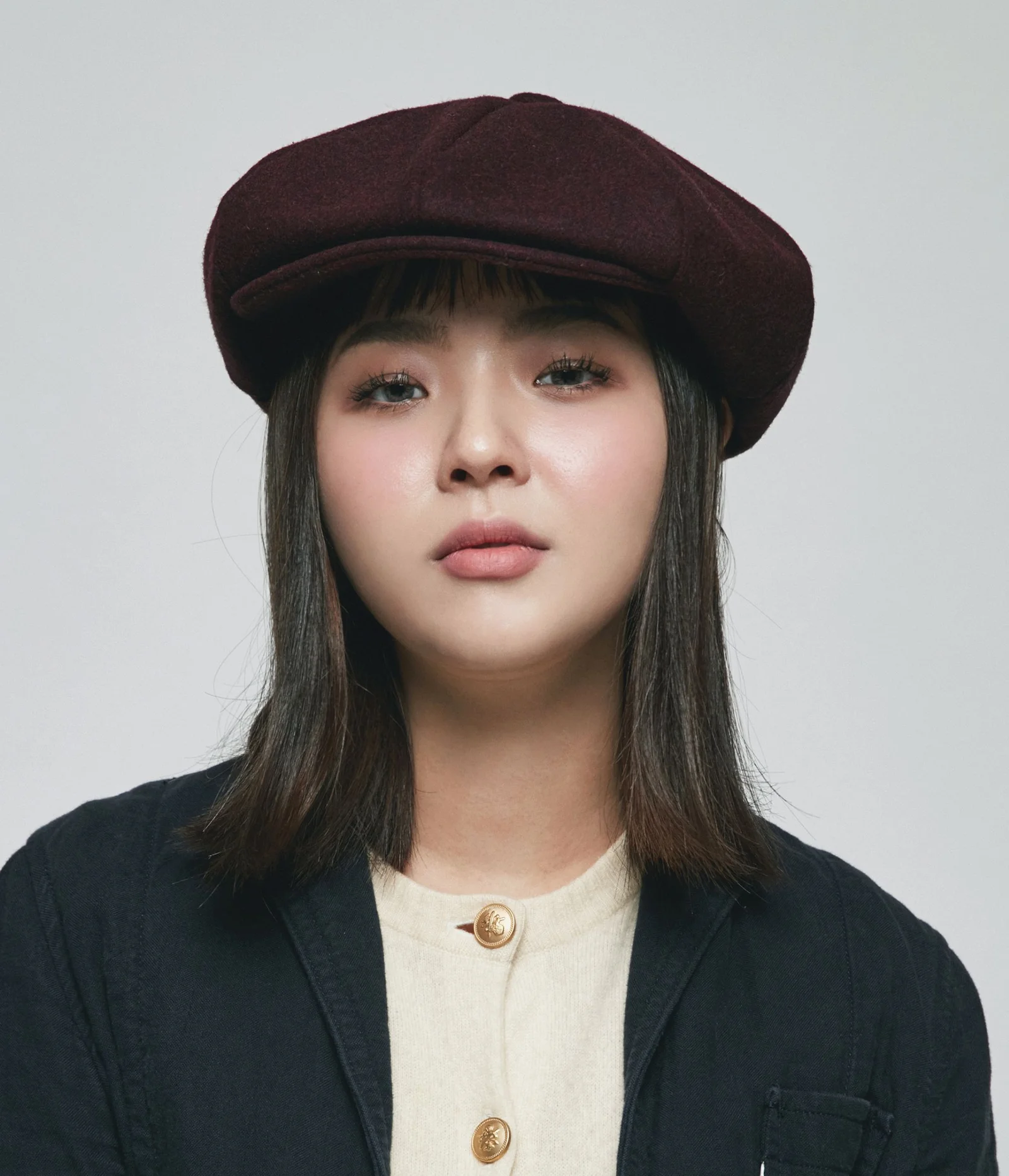 BIG APPLE - BASIC COLOR NEWSBOY CAP - wine