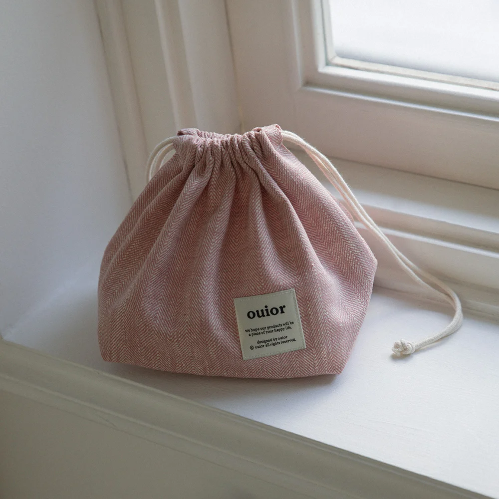 ouior chubby string pouch_herringbone pink