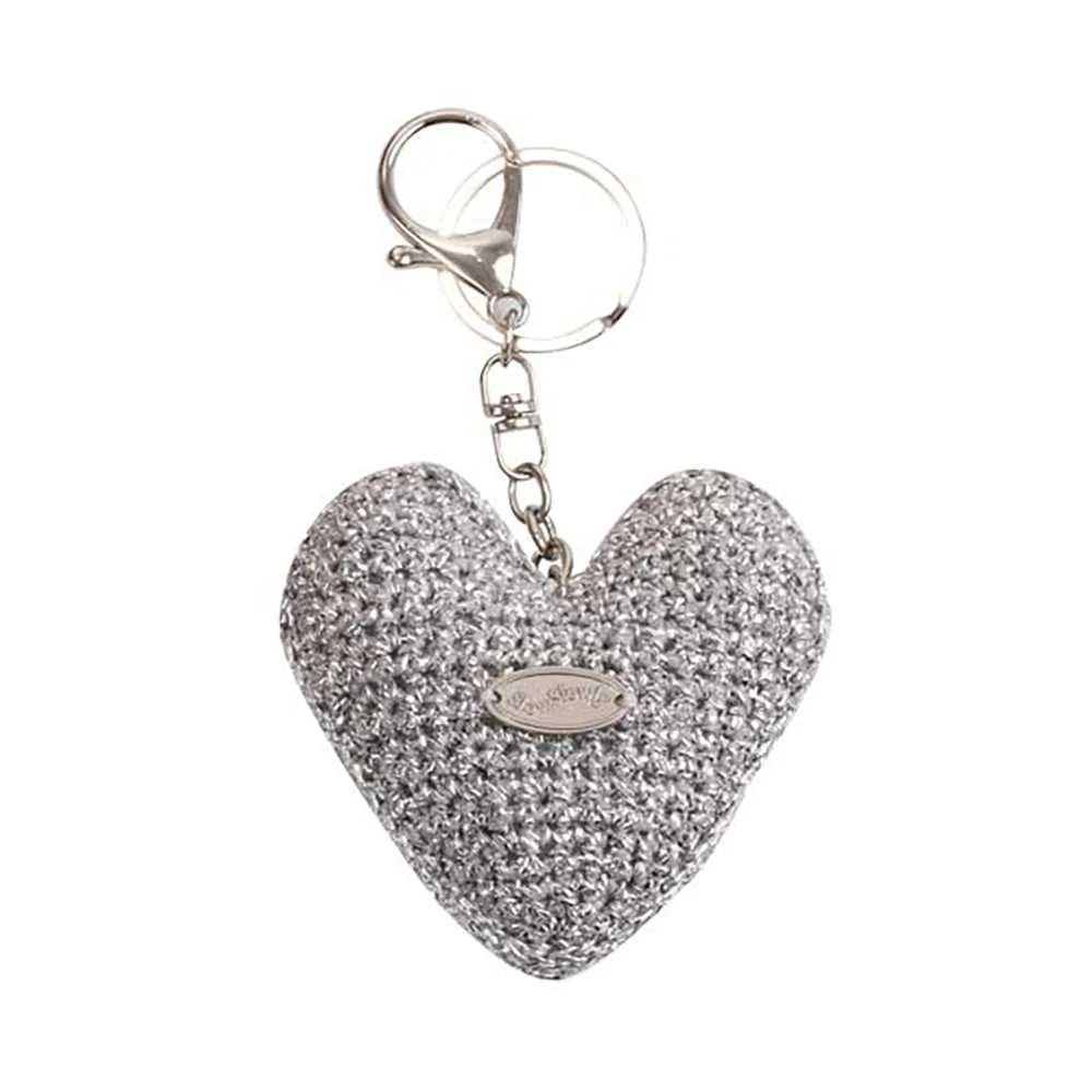 No.217 / Chubby Metallic Heart Key Ring _ Silver (Chubby 金屬色 鉤織 心形 鑰匙扣 _ 銀色)