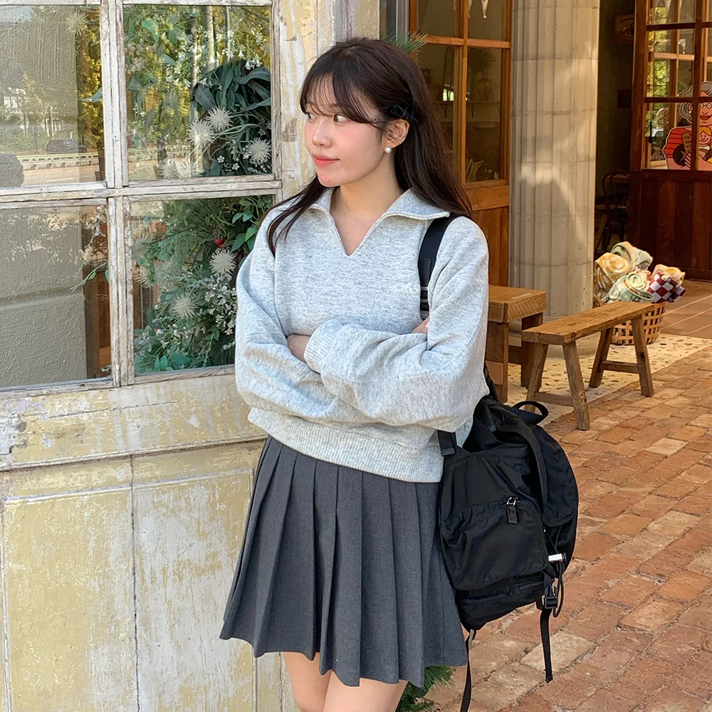 Lovin collar Sweatshirt (Gray)