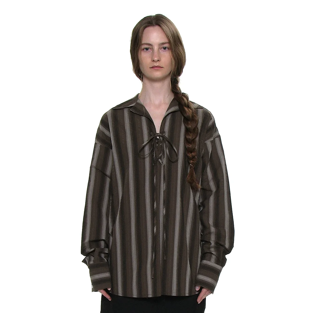 LACE-UP OVER SHIRT_BROWN