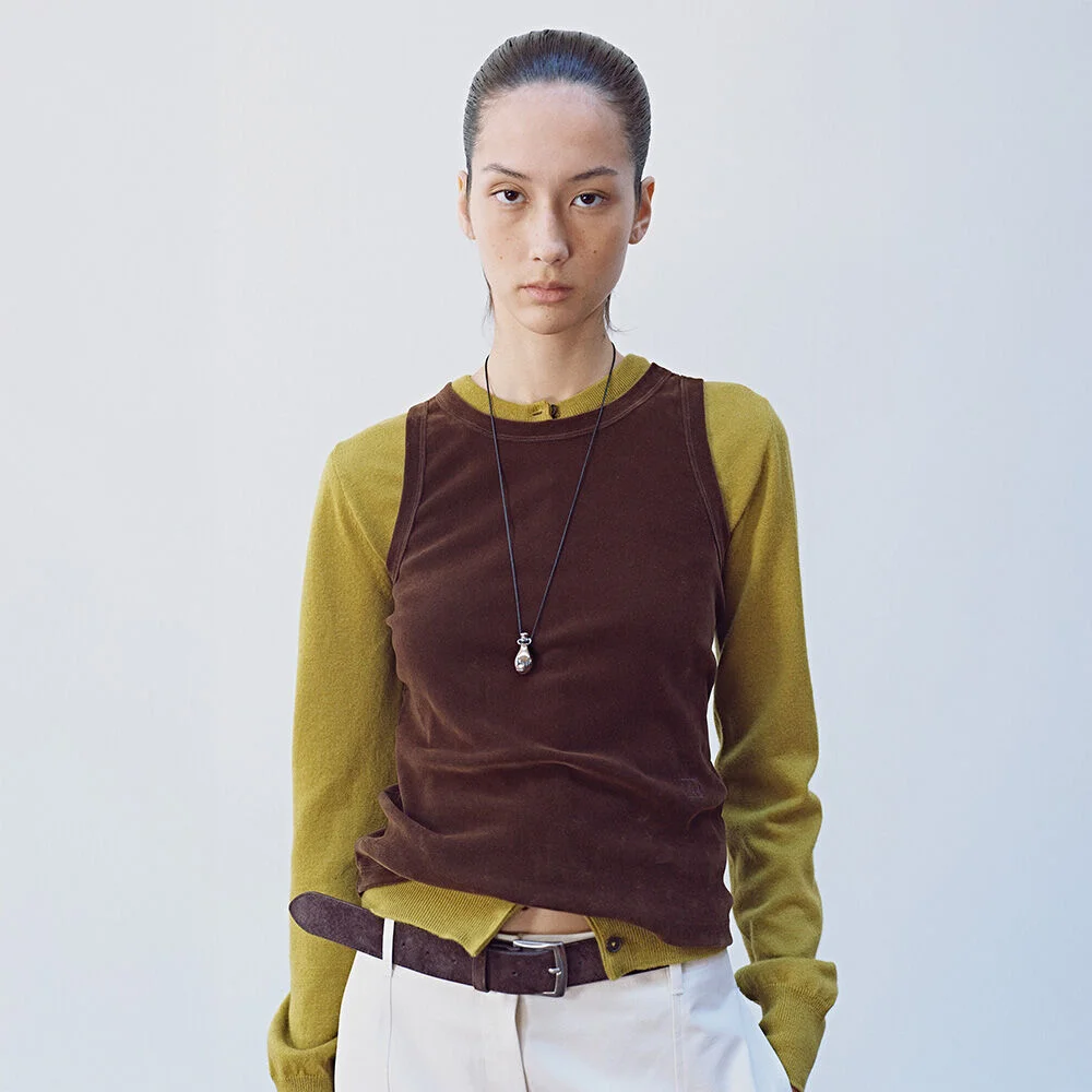 Velvet Sleeveless Jersey T-Shirt E110-94