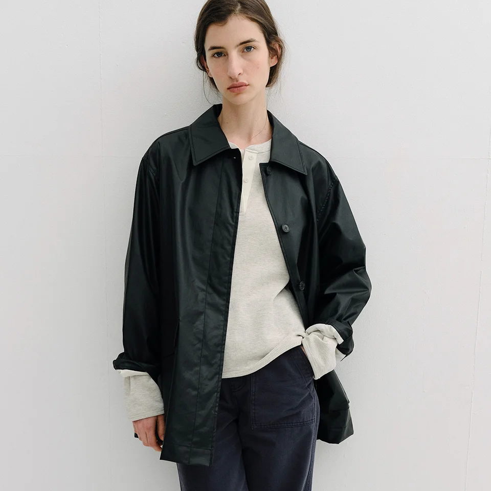 coated cotton work jacket (black)