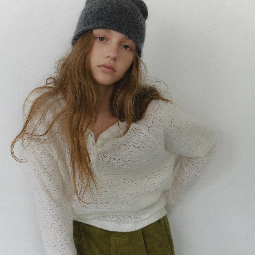預訂發貨 Eden Brushed Lace Top_ivory