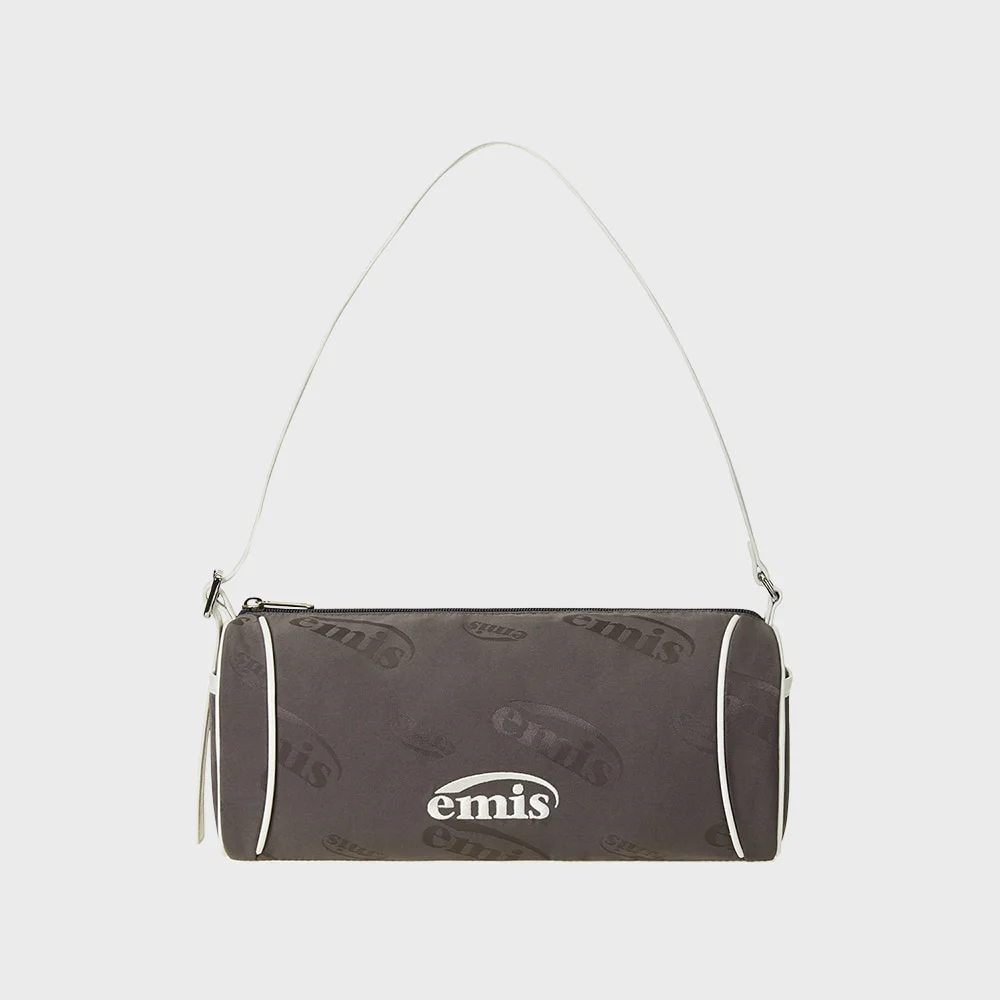 LOGO JACQUARD SHOULDER BAG-BROWN