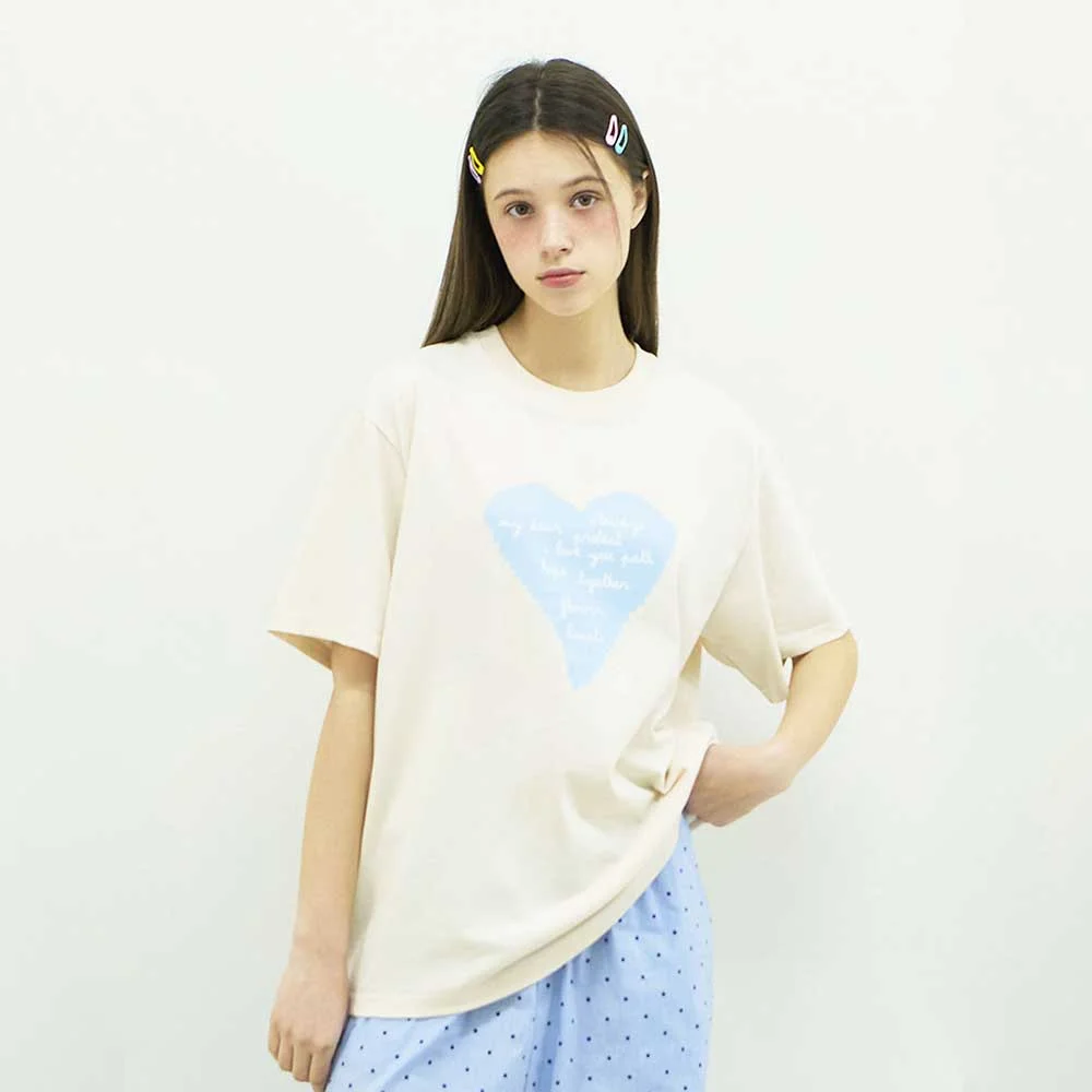 BP Pixel Drawing LoveLetter T-Shirt_Cream