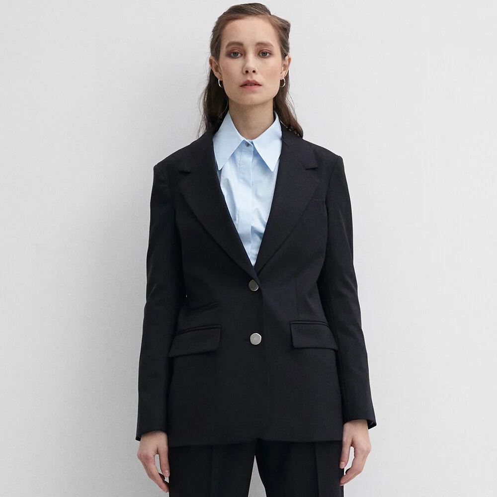 003 Zentra Wool Two-button Navy Jacket