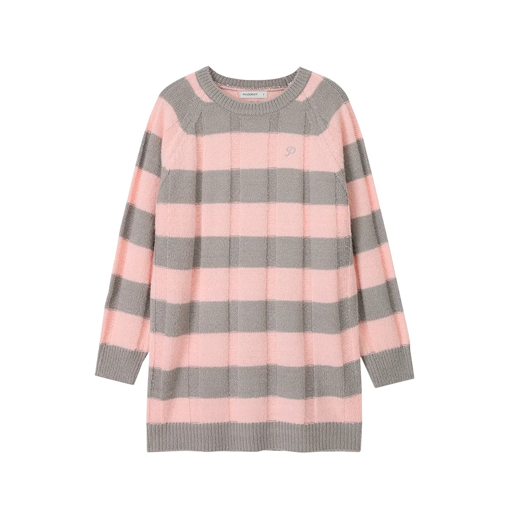 Luna Stripe Knit Dress (melange gray)