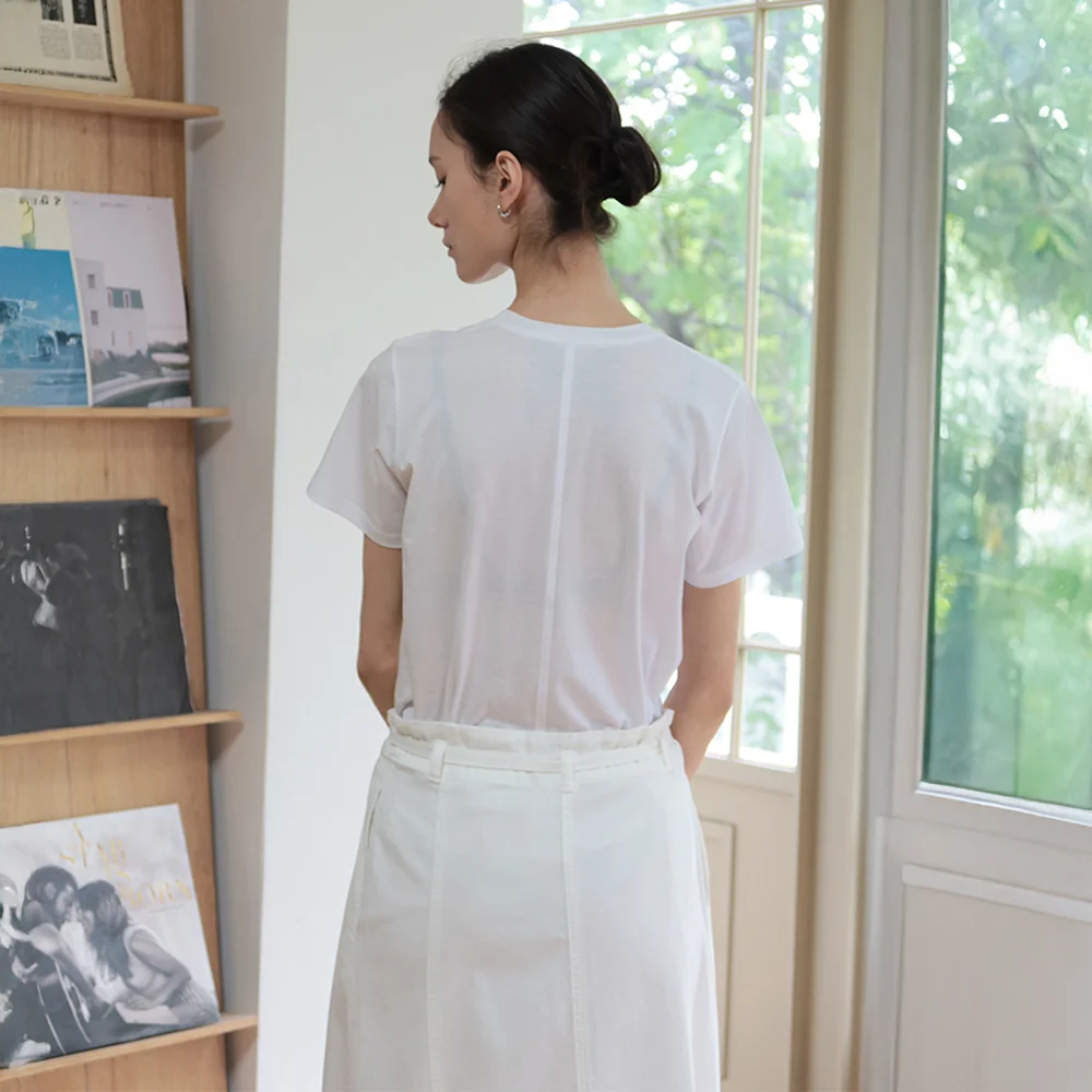 Summer Silket Line Round Neck Half T-shirt