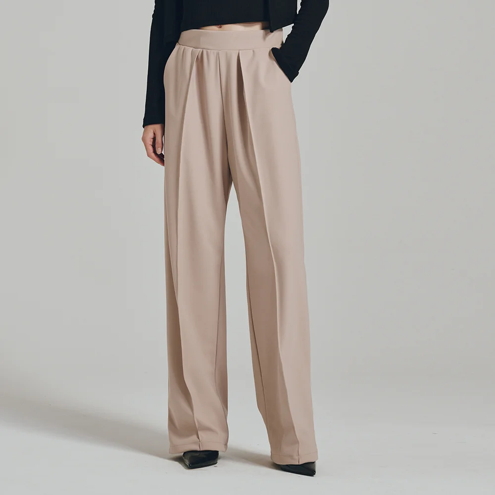 單褶 鬆緊帶 褲子 - 淺 米色 / One Tuck Banding Pants - Light Beige
