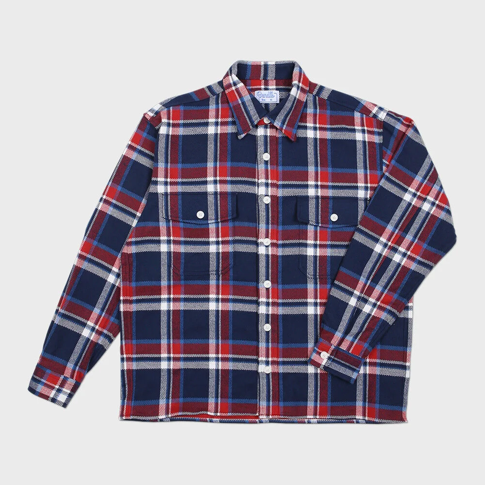 BBW FLANNEL CHECK SHIRKET - NAVY