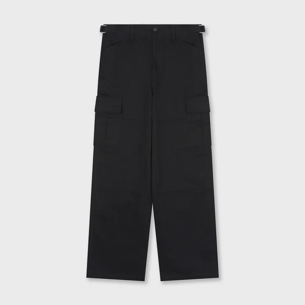 COTTON TWILL CARGO PANTS BLACK