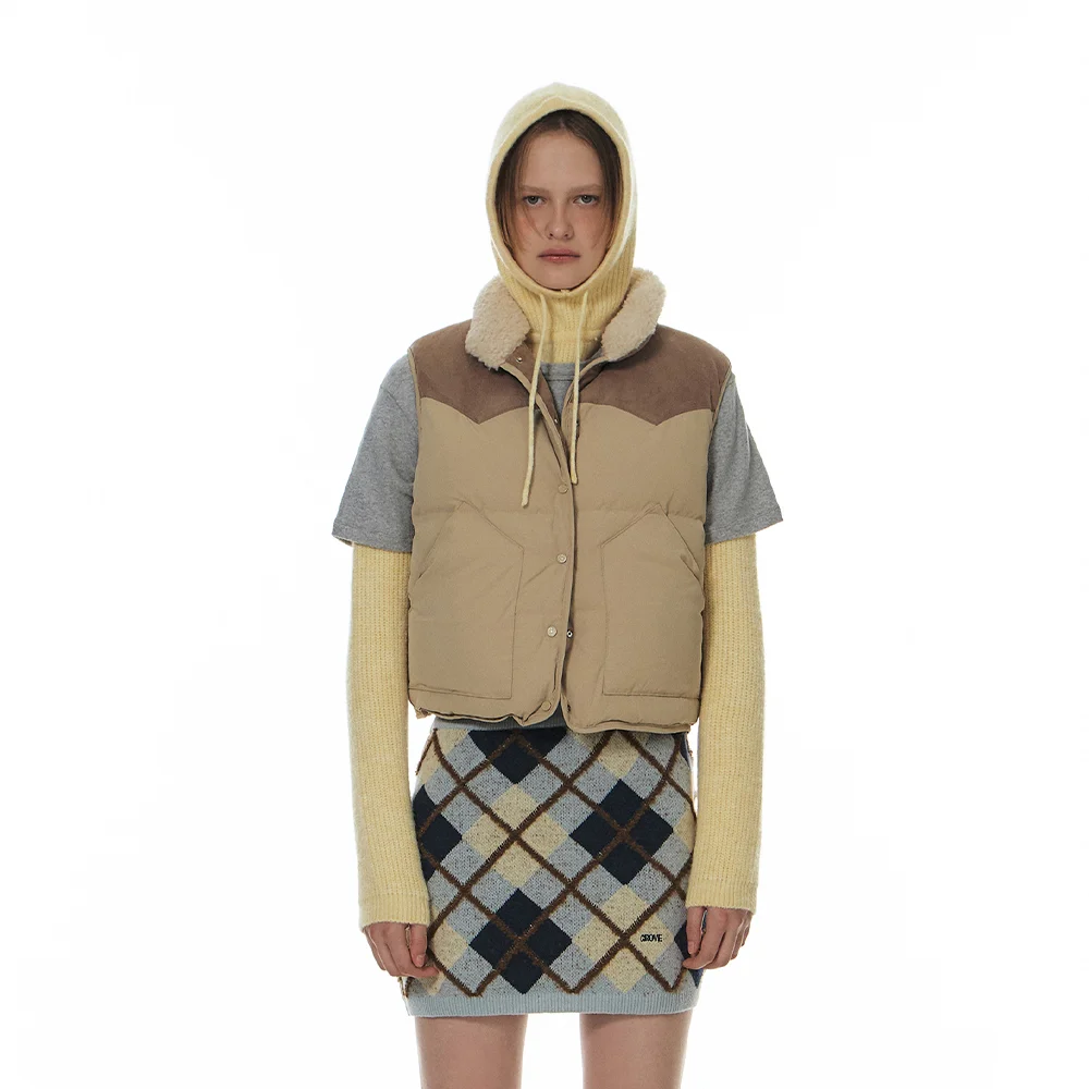 POINT COLLAR REVERSIBLE DOWN VEST (2COLOR)