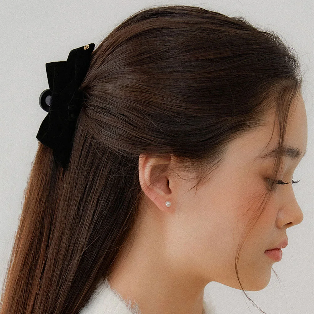 mini_classique velvet gold edge ribbon hair clip HC029