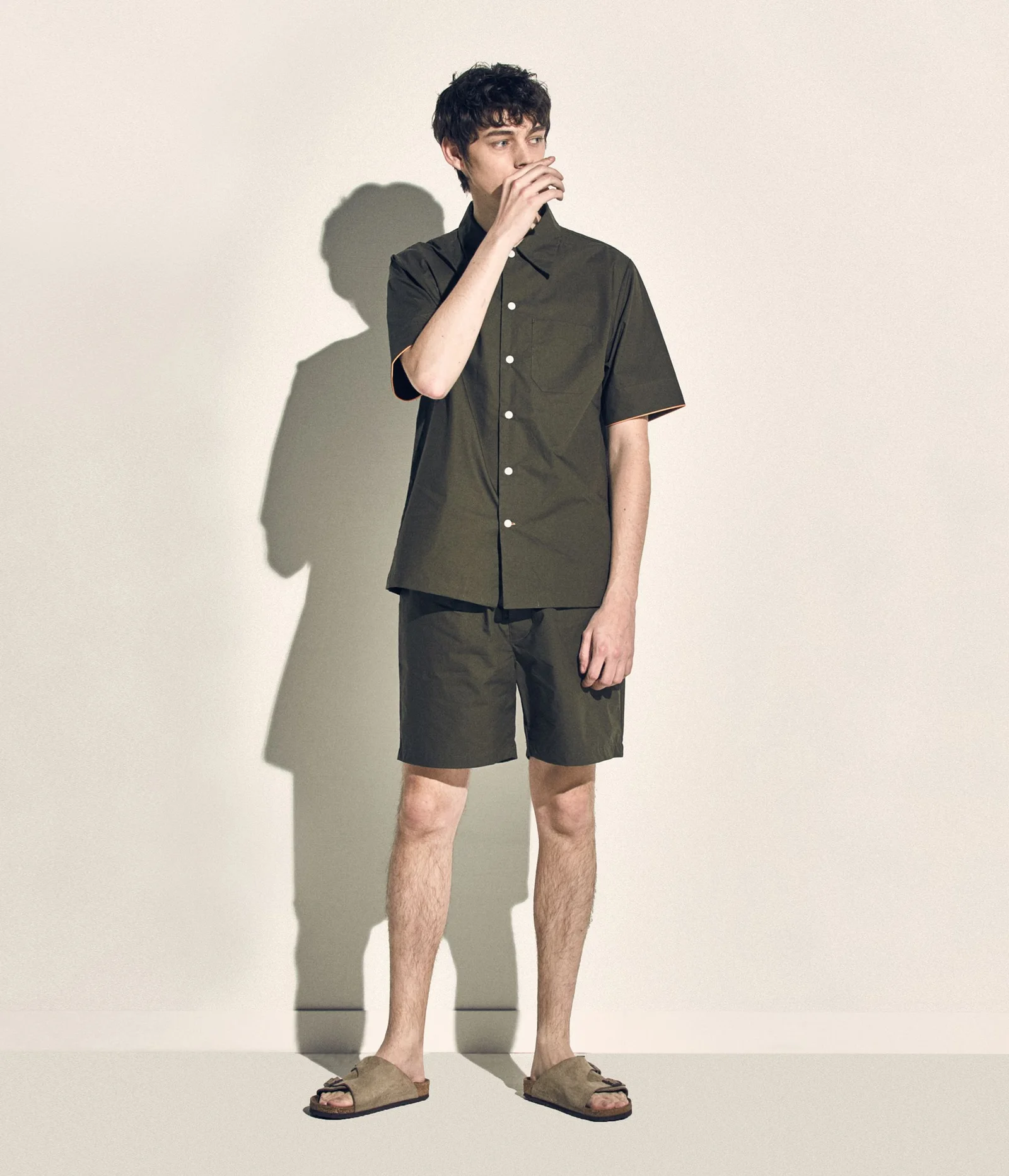 (M) Woody Short Sleeve PJ Set Poplin Olive