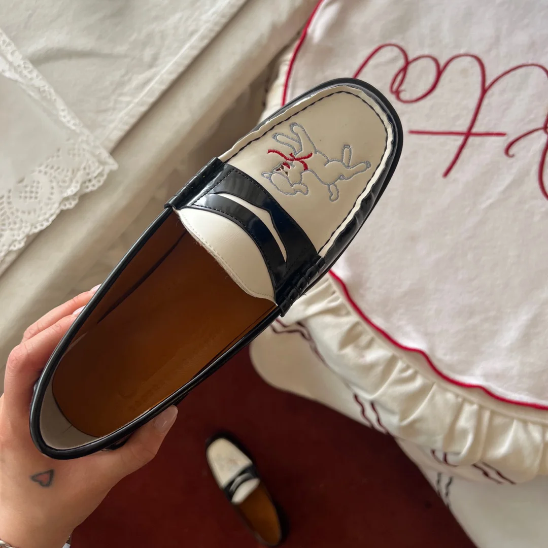 sheep needlepoint loafer