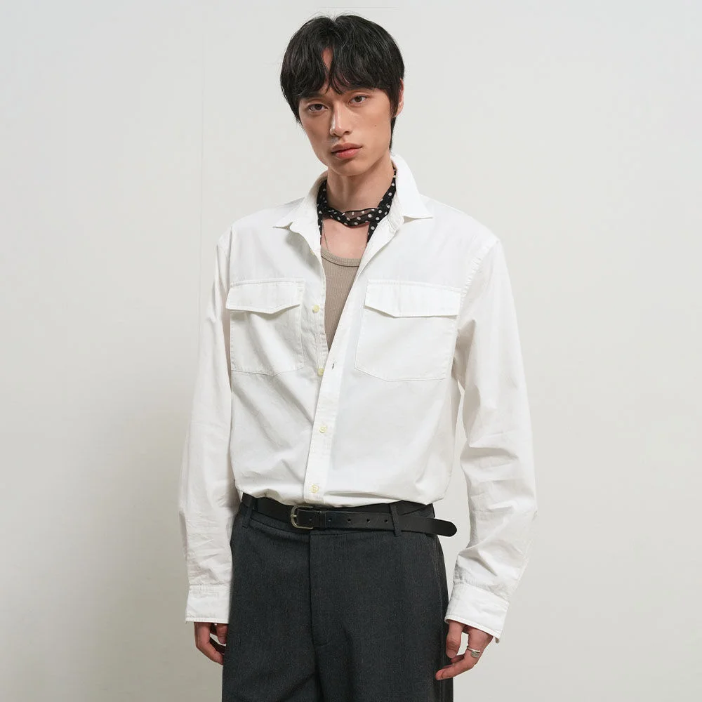 UNISEX 水洗 雙 口袋 襯衫 / GF1USH002