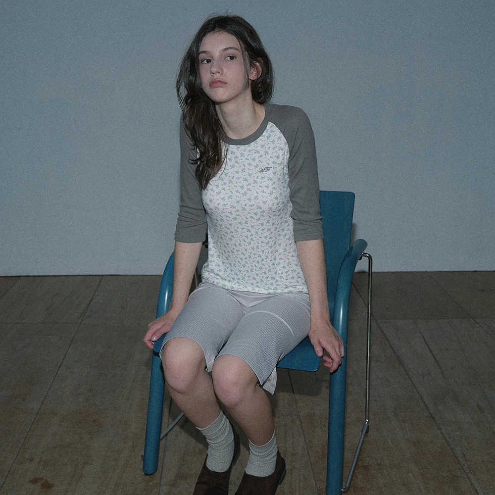 FLORAL RAGLAN T-SHIRT (KHAKI BEIGE)