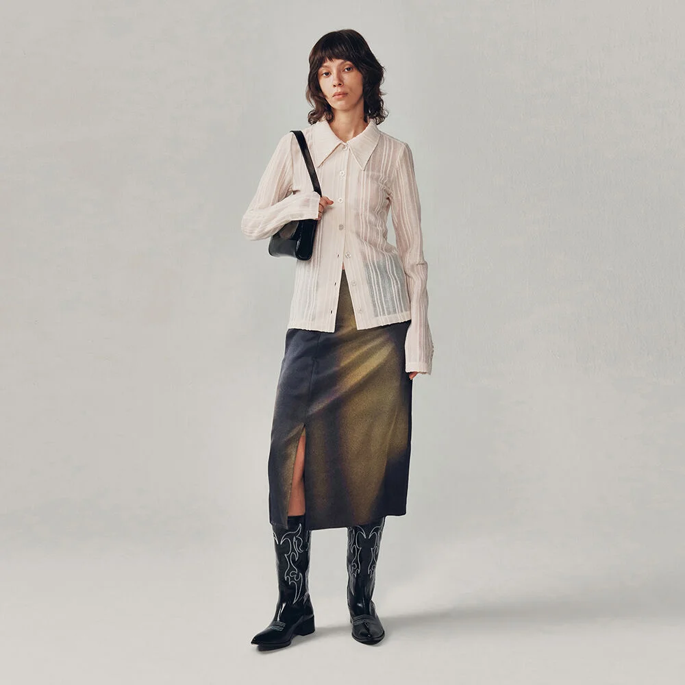 SATIN MIDI SKIRT