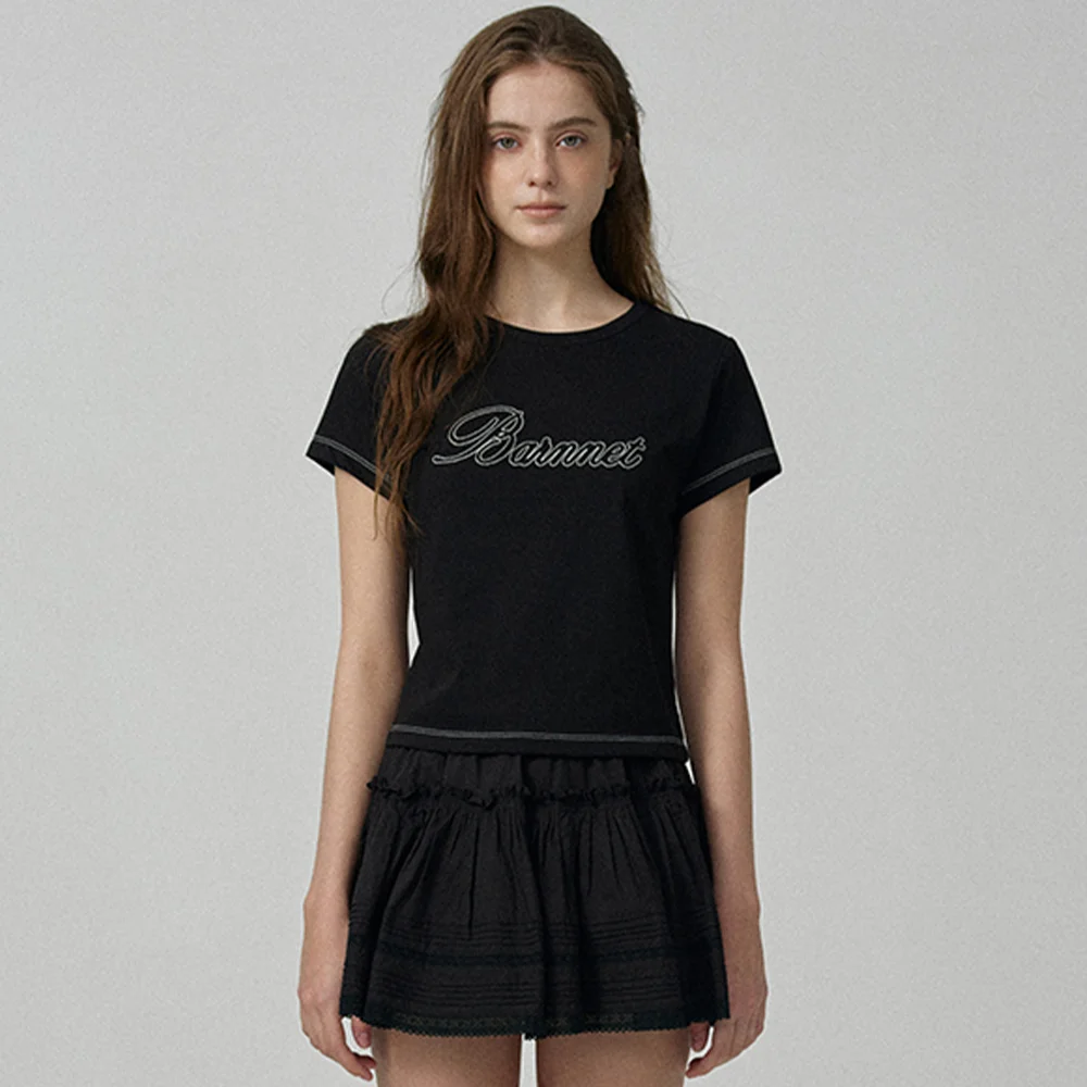 Diana Chain Stitch Logo T-Shirt_Black