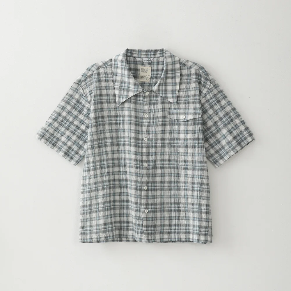 Bluesf wavy checkered short-sleeve shirt