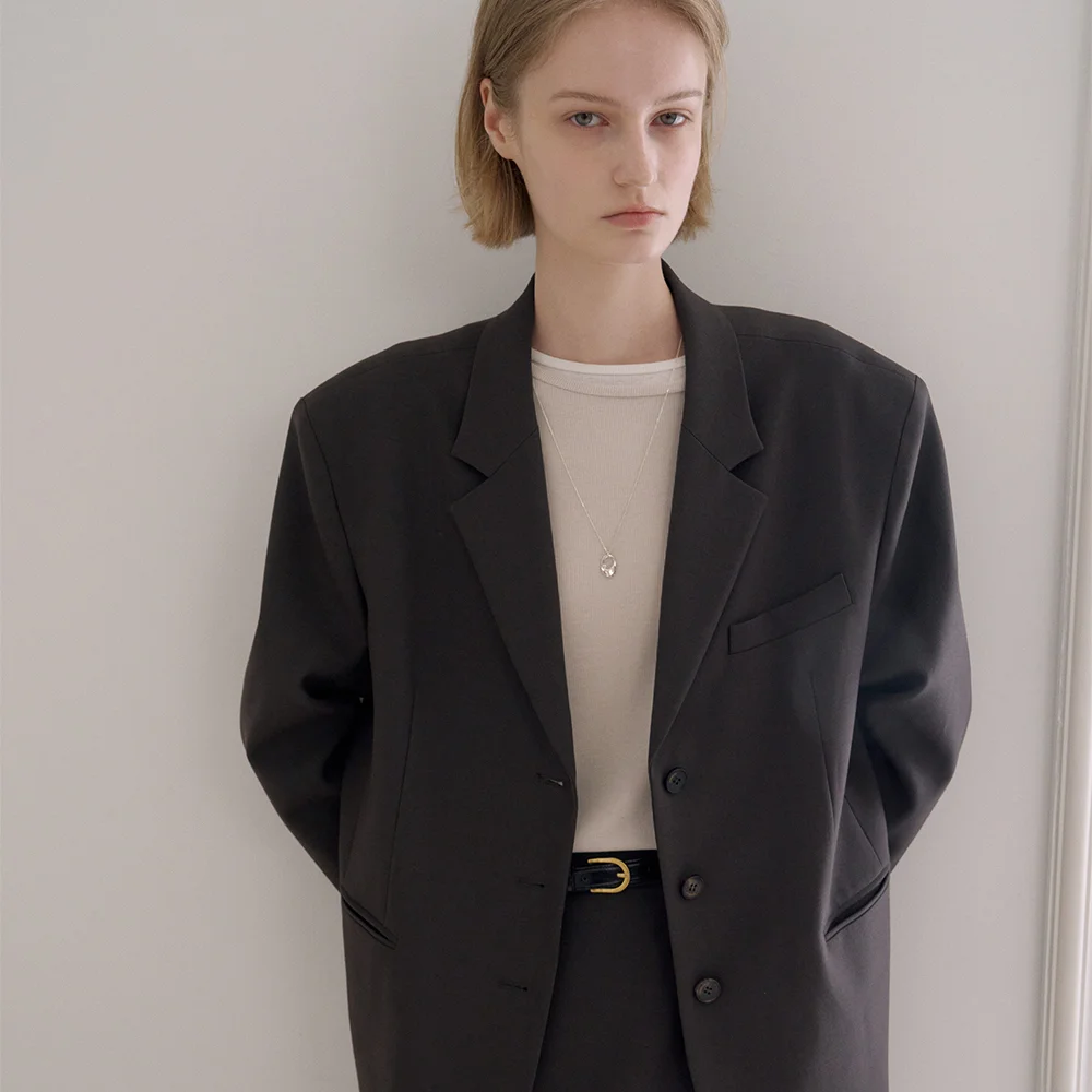 CLASSIC WOOL SINGLE JACKET_CHARCOAL BROWN_OD3C2MJK90CHB