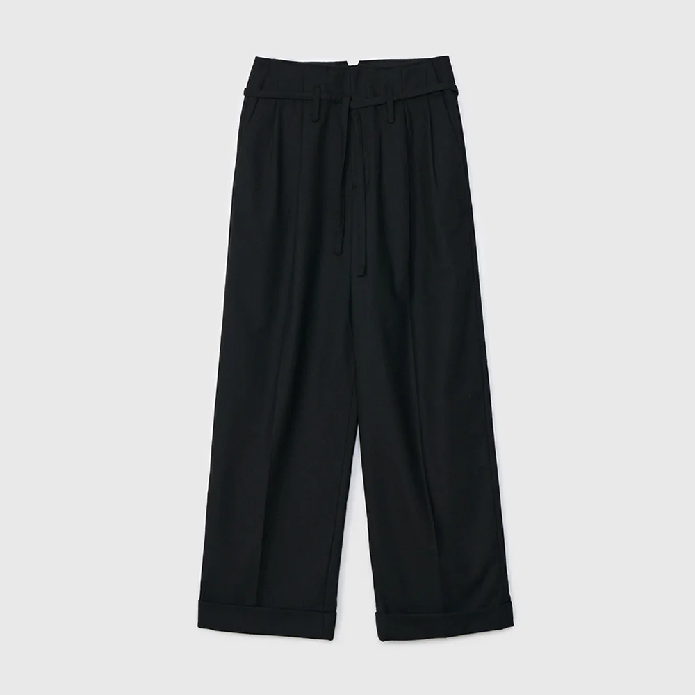 Wool String Trousers (Black)